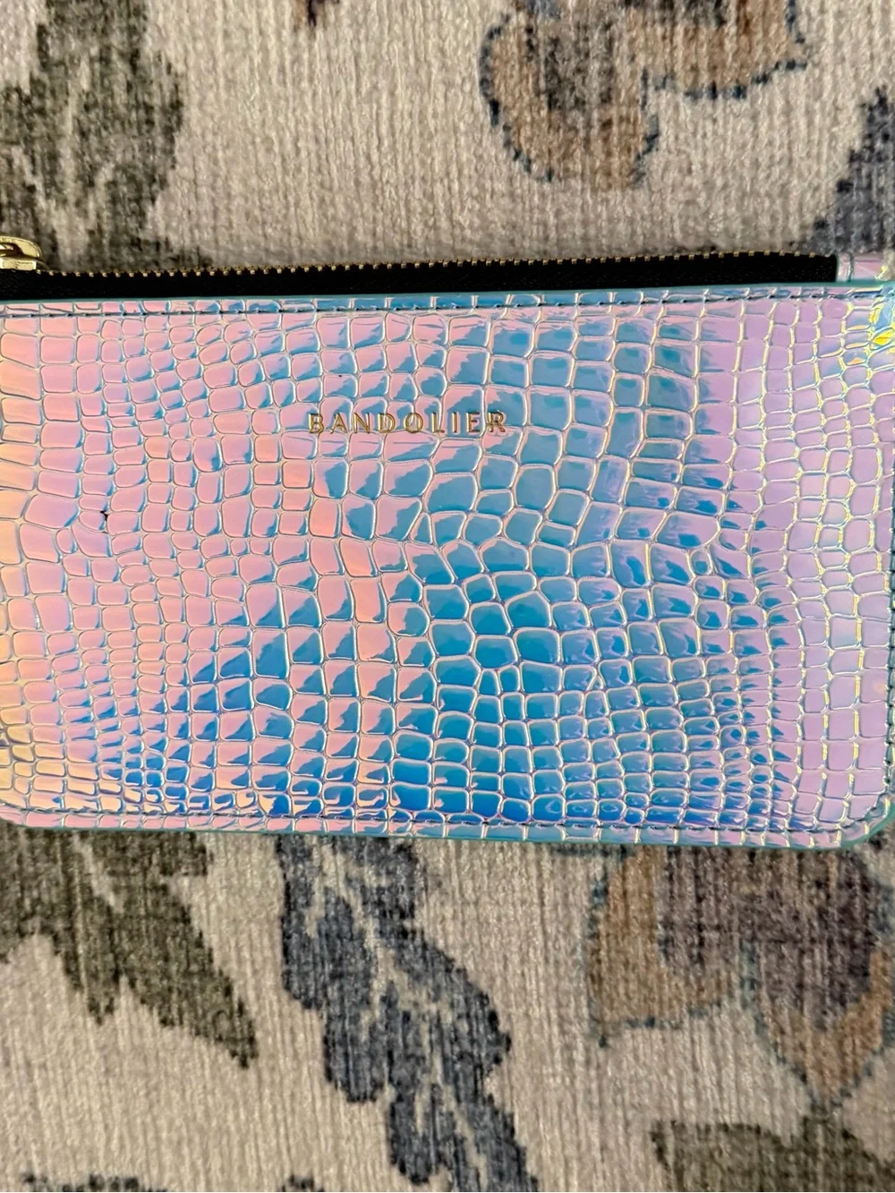 Bandolier Iridescent Teal Blue Snake-Embossed Wallet & Chain Set 13 Pro Max